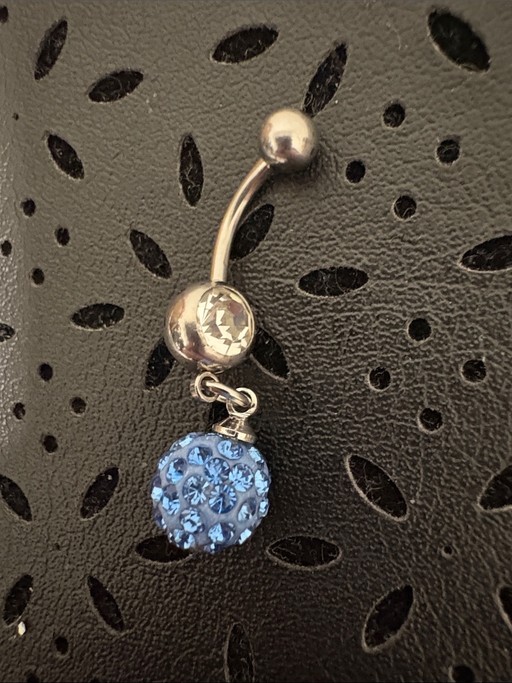 Blue Crystal Dangle Navel Ring Belly Button Jewelry